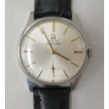 An Omega Seamaster stainless steel cased wristwatch faced by a baton dial, incorporating a