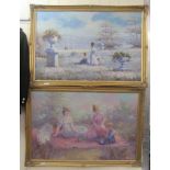 Du Bois - a view from an estate garden  oil on canvas  bears a signature  23" x 36"  framed; and