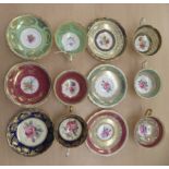 A set of six Paragon china cups and saucers, each decorated with floral designs and gilding with