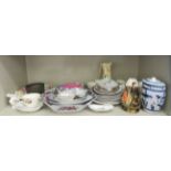 Decorative ceramics and other collectables: to include 19thC porcelain tea cups, overpainted with