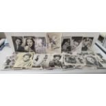 Silver screen monochrome promotional postcards, some bearing signatures: to include Alan Ladd,