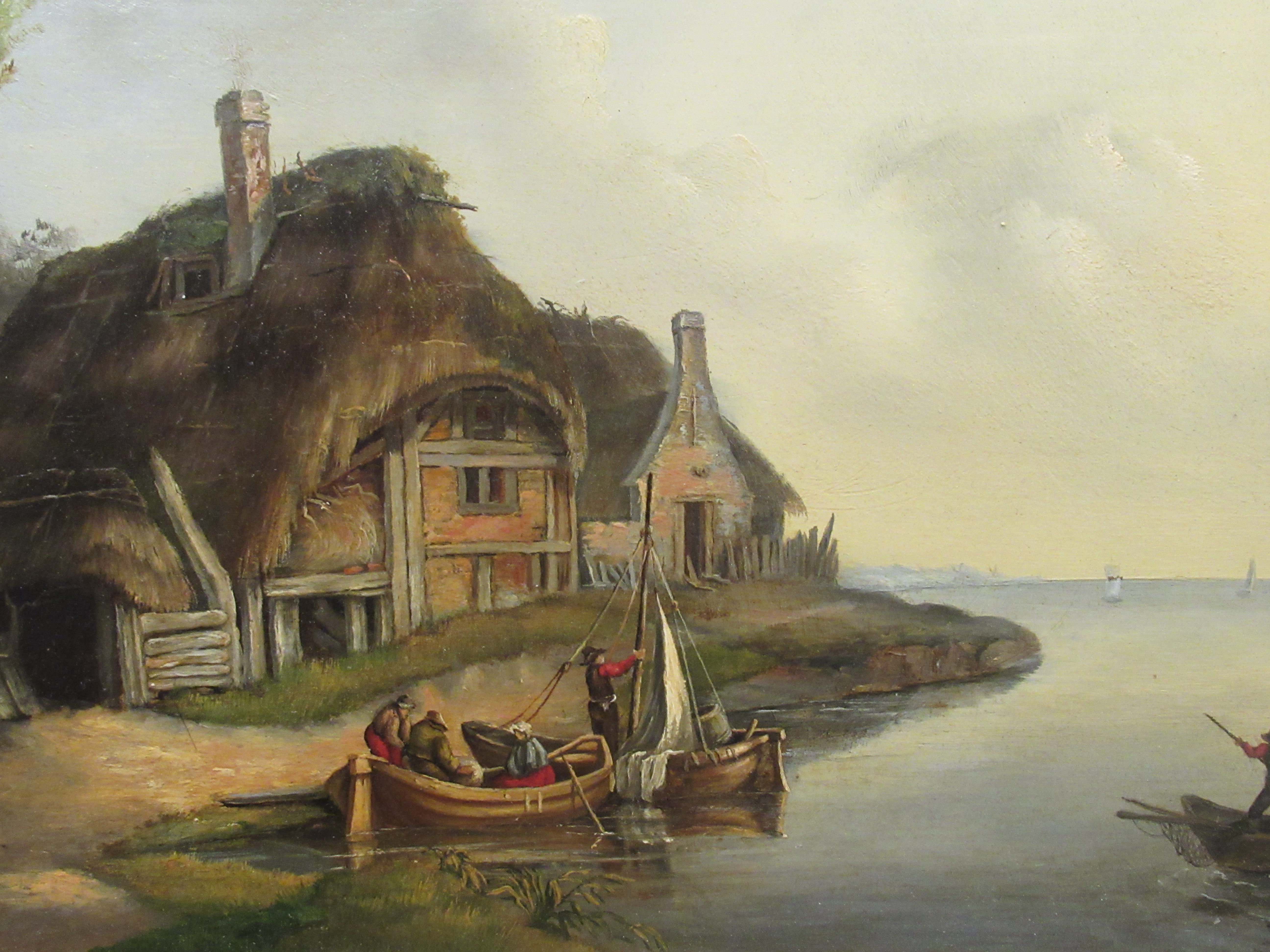 Early/mid 20thC Dutch School - boats coming to shore beside a cottage  oil on board  bears an - Image 2 of 4