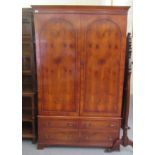 A modern reproduction of a 19thC yewwood finished linen press, comprising a pair of doors, enclosing