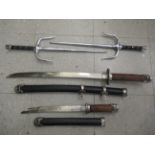 Reproduction weapons: to include a Samurai design sword with a scabbard  the blade 19"L