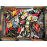 Uncollated diecast model vehicles, trucks, convertibles and sports cars with examples by Corgi and