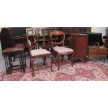 Small furniture: to include a 1920s mahogany bedside cabinet with a single door, raised on