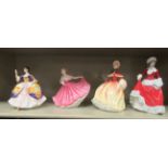 Four Royal Doulton china figures: to include 'Christine' HN4930  7"h