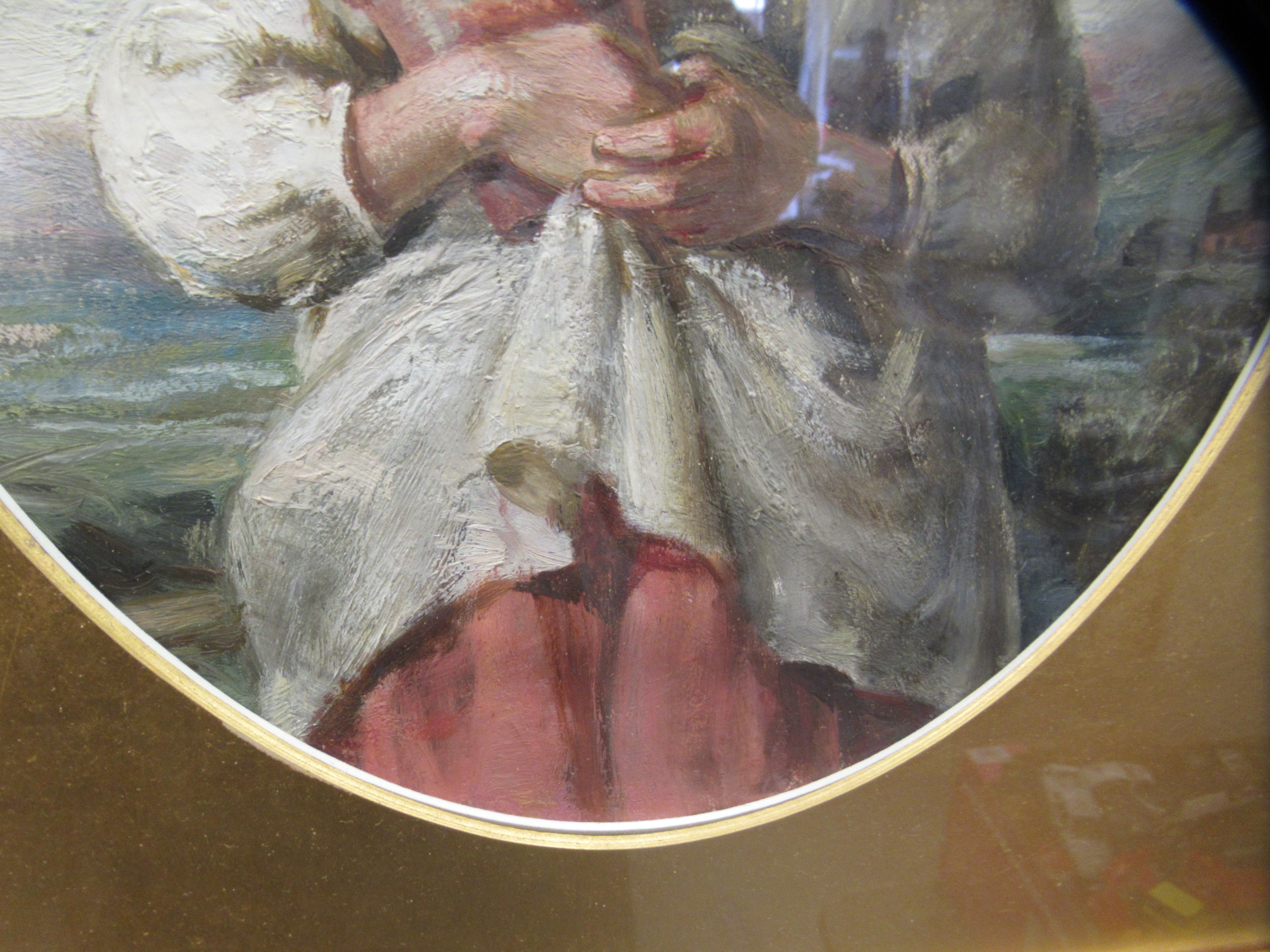 19thC Continental School - a half length portrait, a little girl carrying a pot of flowers  oil on - Image 2 of 4