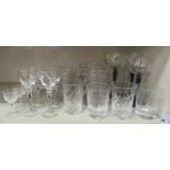 Glassware: to include a set of four green hock glasses