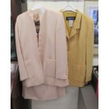 Louis Feraud fashion: to include a pink woollen two piece suit  size 18; and a yellow woollen suit