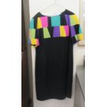 A Louis Feraud black and multi-coloured silk and viscose dress  size 18