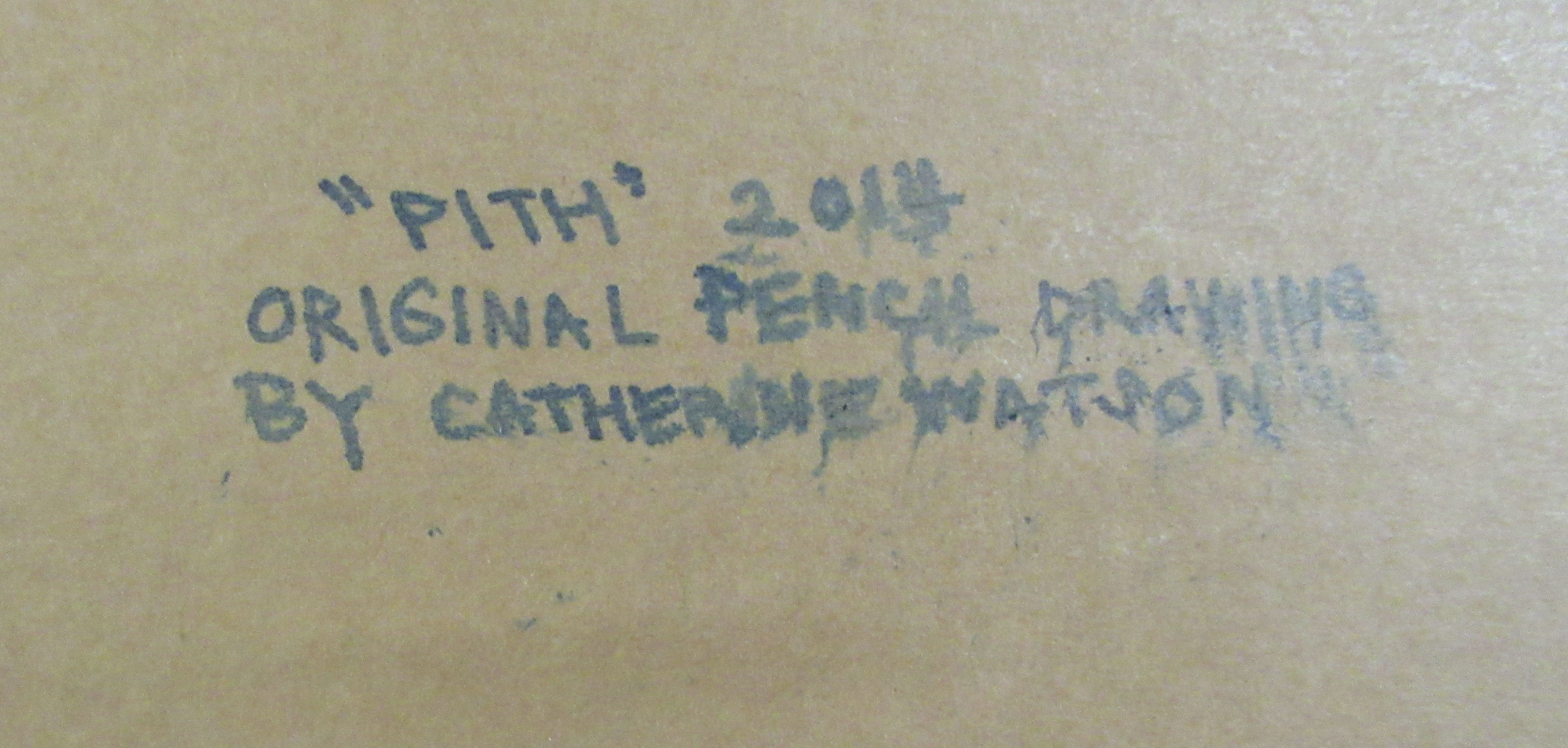 Catherine Watson - 'Stone' and 'Pith'  pen on paper  bears a text verso & dated 2014  5.5" x 4.5" - Image 5 of 6