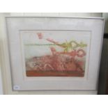 Petev Entev - a tug of war  Limited Edition 24/30 print  bears a pencil signature & dated '88  14" x