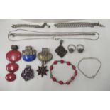 Silver and white metal mounted jewellery: to include hardstone and garnets; and various fine box-