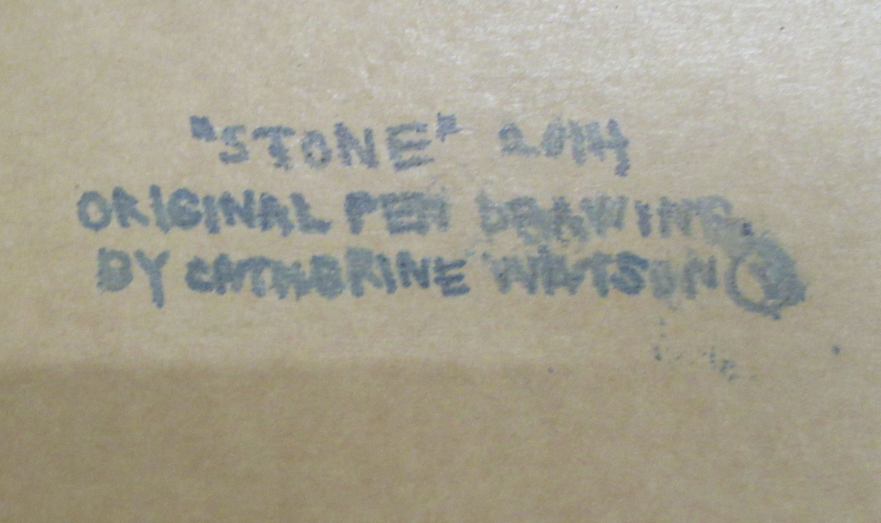 Catherine Watson - 'Stone' and 'Pith'  pen on paper  bears a text verso & dated 2014  5.5" x 4.5" - Image 6 of 6