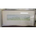Banks - a landscape with mountains  watercolour  bears a signature & dated '60  5" x 21"  framed