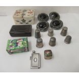 Collectable items: to include silver and other thimbles; and a set of four facet cut glass and white