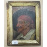 European School - a head and shoulders portrait, a man  oil on panel  6" x 8"  framed