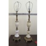 A pair of 20thC marble and cast brass table lamps  26"h