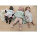 Three dolls: to include an Armand Maiselle bisque head example with weighted sleepy eyes  18"h