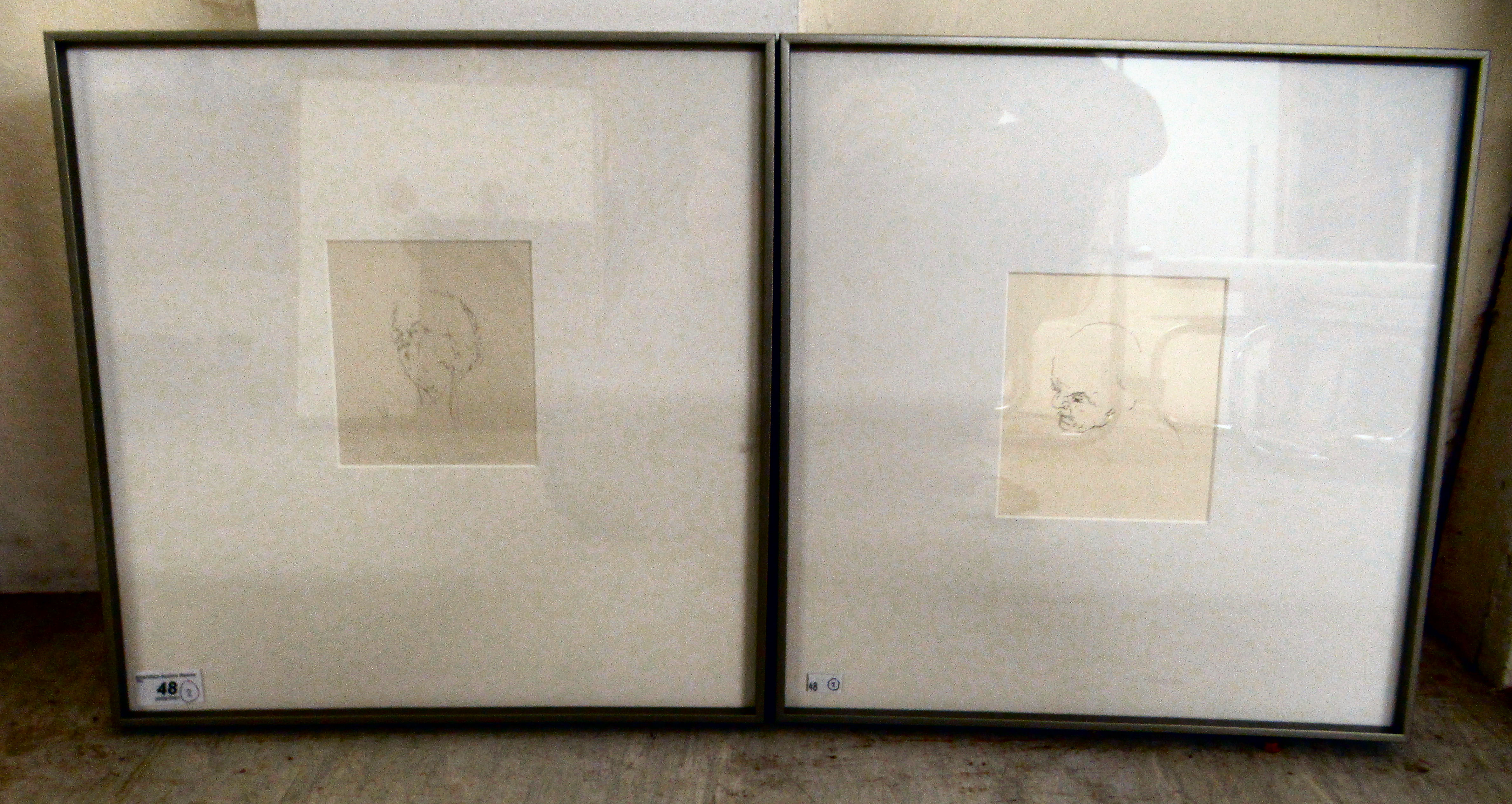 Catherine Watson - 'Stone' and 'Pith'  pen on paper  bears a text verso & dated 2014  5.5" x 4.5"