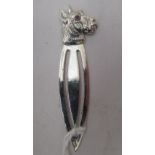 A Sterling silver page marker with a terriers head terminal