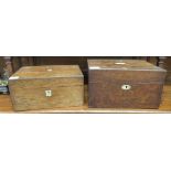 A late Victorian unfitted rosewood jewellery box with straight sides, a hinged lid and shallow,