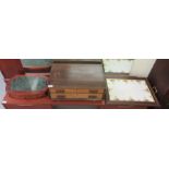 A mixed lot: to include an Art Deco design maple and mahogany two drawer (empty) canteen  7"h  21"w