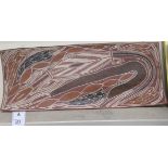 John Bungama - an Aboriginal Guba pingu panel, depicting a snake after laying eggs  mixed media  12"