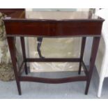 A mid 20thC mahogany freestanding, bow front (empty) canteen table, the rising top enclosing a