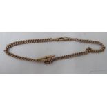 A 9ct gold Albert watch chain and T-bar