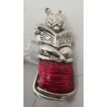 A Sterling silver and red enamel brooch, Tailor Mouse from Beatrix Potter