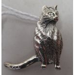 A silver coloured metal cat brooch  stamped 925
