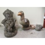 Small composition stone garden statue's to include a Duck 18''h