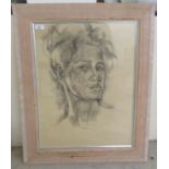 Gallian - a portrait of a young woman  charcoal on paper  bears a signature & dated '91  17" x