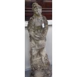 A composition stone garden statue, a maiden  34"h