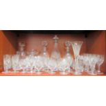 Waterford and other glassware: to include a biscuit barrel; various decanters and pedestal wines