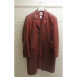 A gentleman's Moschino three quarter length, maroon hide coat with concealed buttons  size small