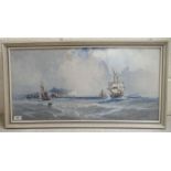 EH Mason - fishing and sailing boats on choppy seas  watercolour  bears a signature  19" x 14"