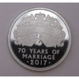 A Royal Mint Platinum Wedding Anniversary 2017 quarter ounce platinum proof coin  boxed with a