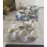 Decorative ceramics: to include a Copenhagen porcelain vase  5.75"h; and six Wedgwood china Sandon