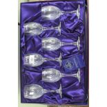 A cased set of six Edinburgh Crystal pedestal wines