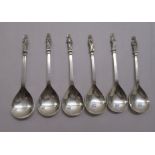 A set of six silver apostle spoons  mixed Birmingham marks