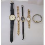 Watches: to include a Record 9ct gold cased examples, faced by an Arabic dial with subsidiary