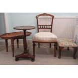 Four items of 19th and 20thC small furniture: to include an early Victorian pedestal wine table