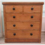 A mid Victorian bleached mahogany five drawer dressing chest, on a plinth  46"h  45"w