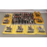 Uncollated Del Prado military figures  3"h  boxed; Cassander figures 4"h ; and two painted pewter