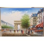 Burnett - a Parisian street scene  oil on canvas  bears a signature  36" x 24"