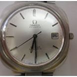 A stainless steel cased, strapped Omega automatic De Ville Dynamic, faced by a baton dial with a