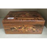 A 20thC boxwood and other softwood marquetry rosewood Jewellery box with straight sides and a hinged